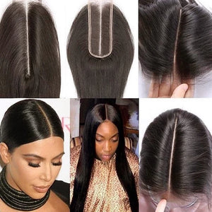 10-22" Transparent Lace Closure 2x6 Pre-plucked with Baby Hair Natural Color Brazilian Hair Extensions