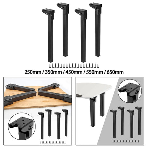 4pcs Folding Table Chair Legs with Screws Foldable Replacement Feet for Travel, Office, Cafe, Living Room, Kitchen Use