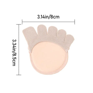 1 Pair Five-Finger Half Cotton Sweat-Absorbent Socks with Silicone Toe Pads for High Heels