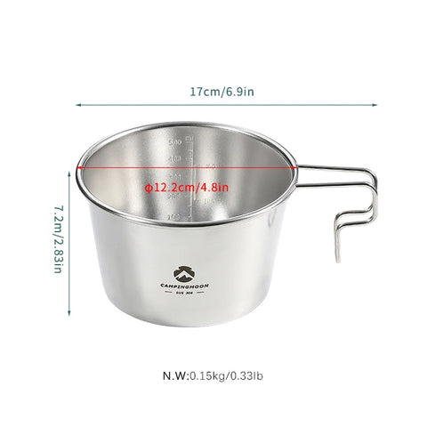 600ml Stainless Steel Camping Bowl with Handle for Outdoor Cooking, Hiking