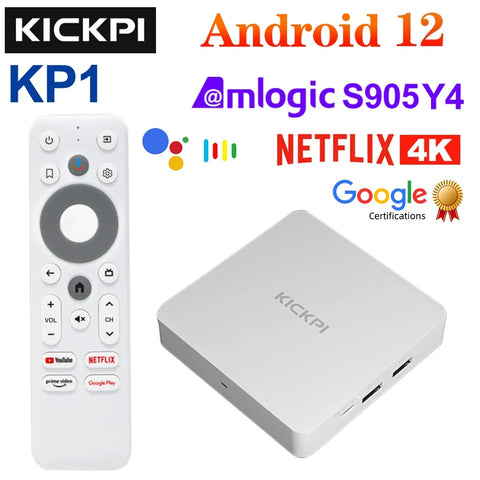 Google & Netflix TV Box Android 12 Amlogic S905Y4 2GB/32GB 4K Dual WiFi BT5.0 Voice Control Streaming