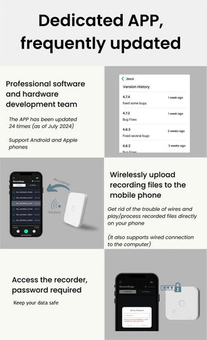 AI Voice & Call Recorder with Speech-to-Text, 64GB, 100+ Languages, Summarization