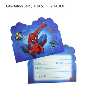 10-Pack Kids Spider Birthday Invitations Party Supplies