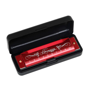10 Holes 20 Notes C Key Harmonica with Colorful Metal Shell & Box - Educational Toy for Beginners