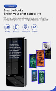 2" Metal Touch MP3 MP4 Music Player, Bluetooth 5.0, FM Radio, Alarm, E-book, Card Support