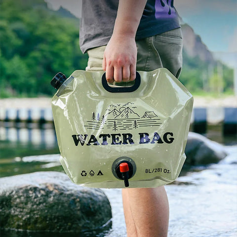 8L Portable Folding Water Container with Spout for Camping & Hiking – Large Water Bag