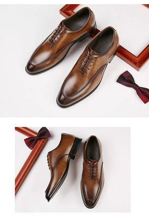 Men's 2025 Leather Dress Shoes, Breathable Classic Formal Oxfords for Office & Weddings