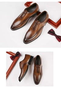 Men's 2025 Leather Dress Shoes, Breathable Classic Formal Oxfords for Office & Weddings