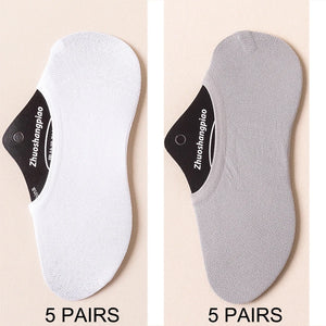 10 Pairs Men's Invisible Non-Slip Silicone Liner Socks, Breathable Thin Nylon No Show Loafers for Summer