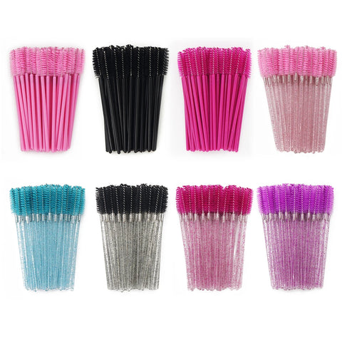50-Pack Disposable Mascara & Eyebrow Wands - Makeup Brush Applicator Tools