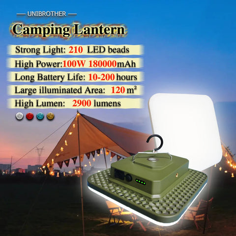 18,000mAh 100W LED Camping Lantern - Rechargeable Magnetic Torch & Tent Light for Emergencies & Work