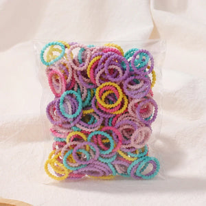 100pcs 2cm Colorful Hair-Safe Elastic Rubber Bands for Toddlers Baby Scrunchies Set