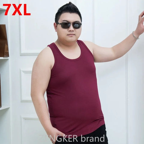 7XL Men's Sleeveless Modal Tank Top Big Size Summer Workout Undershirt 6XL Bodybuilding Vest