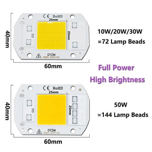 10-pack 50W AC220V LED COB Chips for DIY Floodlight Spotlight Lamp