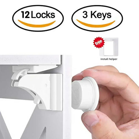Child Safety Magnetic Locks for Cabinets & Drawers - Baby & Toddler Proofing Essentials