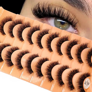 10 Pairs 3D Mink False Eyelashes Set - Long Natural Volume Lash Extensions