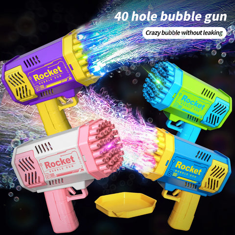 Automatic 40-Hole Light-Up Bubble Machine for Outdoors - No Batteries or Solution Needed