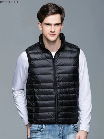 2023 Men's Lightweight Packable Down Vest Jacket - Spring/Autumn Sleeveless Puffer Coat