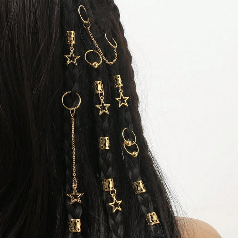 32pcs Star Dreadlock Cuffs and Braid Decorations Hair Accessories Jewelry for Women