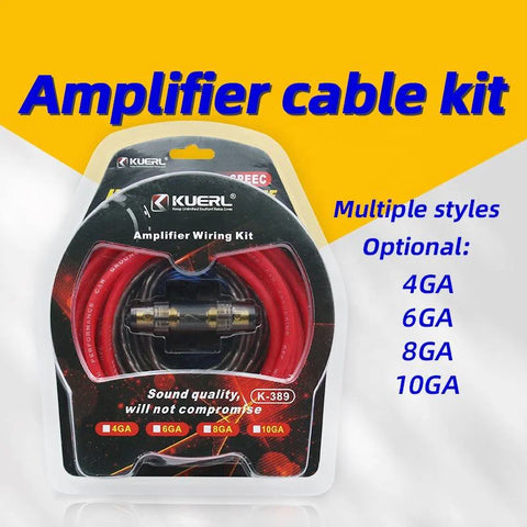 Car Amplifier Wiring Kit 4-10 Gauge Cable Set, 60A Fuse Holder, Subwoofer Install & Modification Cable