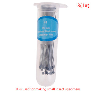 100 Pcs Stainless Steel Insect Pins with Plastic Box for Entomology & Lab Use