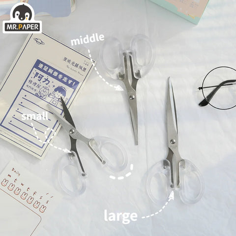 3 Style Transparent Multi-purpose Scissors - Creative Desk Supplies for Students & Office Use