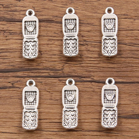 10pcs 9x27mm Metal Cellphone Charms Pendant for Necklace Bracelet Earrings DIY Jewelry