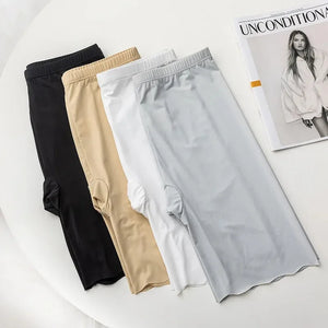 Women's Seamless Ice Silk High Waist Anti-Chafe Thigh Safety Shorts Plus Size Under Skirt Boxers Panties