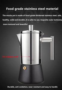 Italian Moka Espresso Maker Stainless Steel Coffee Pot for Gas or Induction Stove, Cuban Style Mocha Kettle