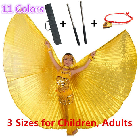 Gold Belly Dance Isis Wings Costume for Kids & Adults - Egyptian Style Dancing Accessory