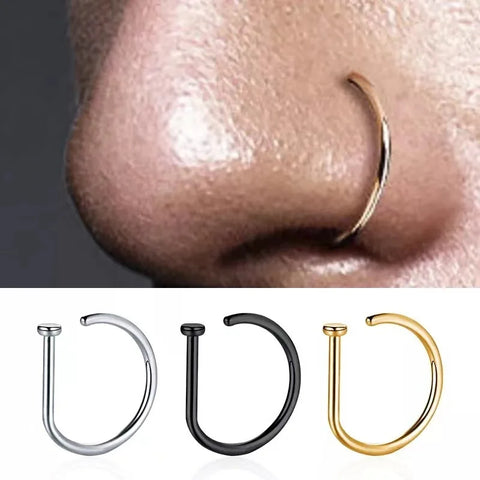 Curved Barbells Fake Nose Piercing Tragus Helix Stud Septum Hoop Steel Ring Nostril Body Jewelry