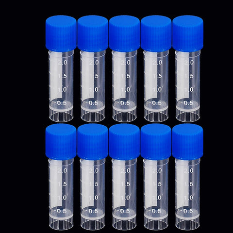 10pcs 2ml Plastic Test Tube Vials with Sealing Caps for Lab, School, Office Chemistry Use