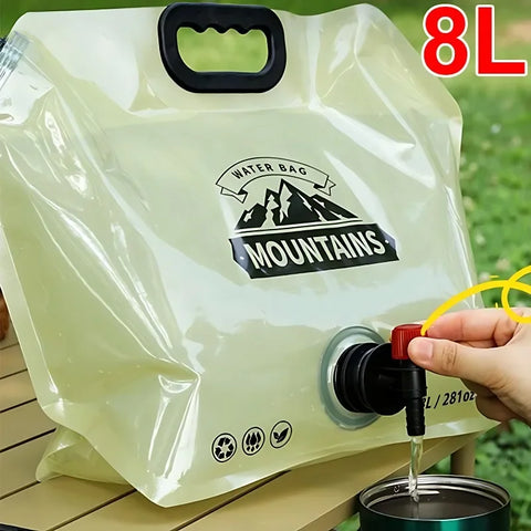8L Portable Collapsible Water Bag with Handle for Outdoor Travel & Camping