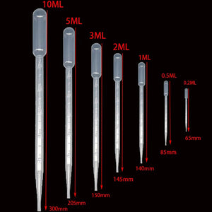 10 Pack Graduated Plastic Pipettes 0.2-10ml Disposable Liquid Droppers for Laboratory Use