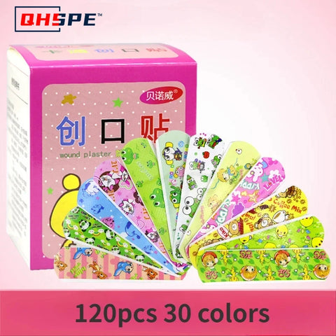 120pcs Cute Cartoon Waterproof Bandages for Kids - Breathable, Dustproof Wound Care Strips