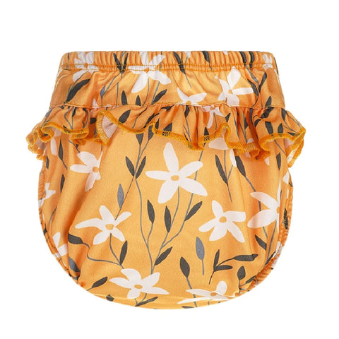 Baby Girl's Flower Print Swim Diaper Pants 6-25kg | Soft Waterproof Wavy Edge Beach Cloth Diaper