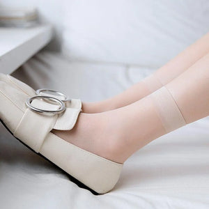10 Pairs Transparent Thin Crystal Nylon Ankle Socks for Women Summer Fashion Skin Tone