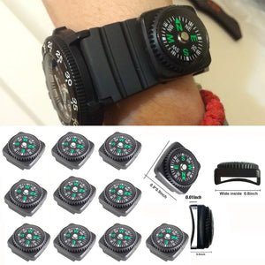 10-Pack Mini Wristband Compass Set - Portable Outdoor Hiking Camping Survival Navigation Tool