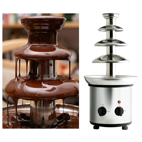 4-Tier Stainless Steel Chocolate Fountain Fondue Machine with Heater for Party Event