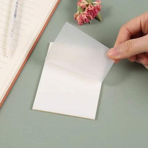100 Sheets Clear Sticky Notes Pad - Transparent Note Paper for School & Office Stationery