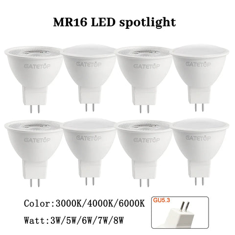 10pcs MR16 LED Spotlight Bulb GU5.3 110V 220V 12V - 50W Halogen Replacementფ