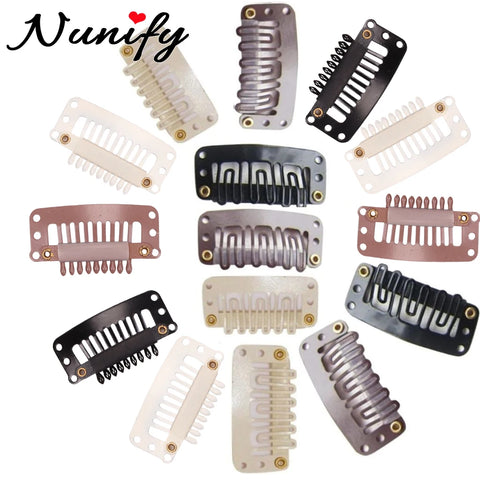 3.2cm Wig Clips for Extensions & Wefts, 9-Teeth Hair Clips, 2 Styles Available, Wig Making Accessories