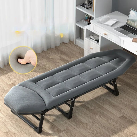 Adult Camping Bed with Cushion & Pillow, Foldable Rollaway Mattress, Portable Lounge Chair