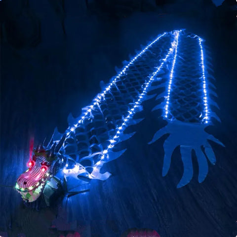 Blue LED Dragon Dance Ribbon Set for Solo Performances Chinese New Year School Events Props
