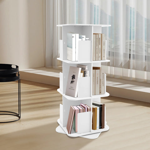 3 Tier Rotating Bookshelf with 360° Swivel, Space-saving Bookcase for Bedrooms, Living Rooms, Game Rooms, Safe Baffle Stability