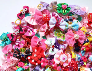 100-Pack Handmade Dog Hair Bows for Grooming & Parties Accessories