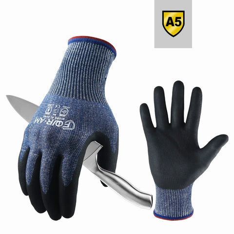 Cut-resistant Level 5 Gloves, Non-slip Grip, Durable Work Gloves, Breathable Nitrile Foam, Touchscreen Compatible