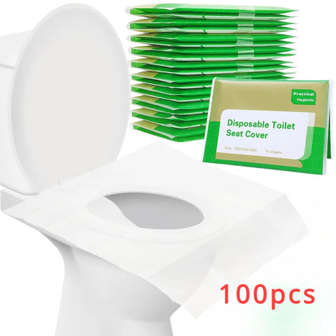 Biodegradable Toilet Seat Covers, 100-Pack - Waterproof, Disposable, Travel Hygiene Essentials