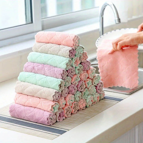 10-Pack Microfiber Dish Towels Set - Reusable Kitchen Cleaning Cloths