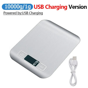 10kg Digital Kitchen Scale, Rechargeable, Stainless Steel, Precision for Cooking & Jewelry Weighing